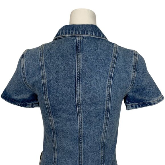 Anthropologie Pilcro Short Sleeve Denim Button Front Mini Dress 00 Blue Fall - Picture 9 of 13